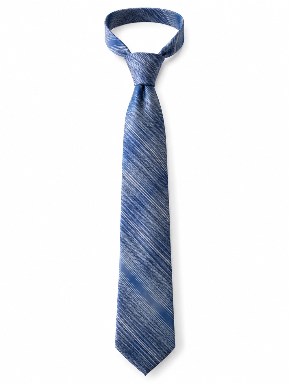 Wembley Blue Silver Diagonal Striped Necktie Textured Woven Classic Mens Tie